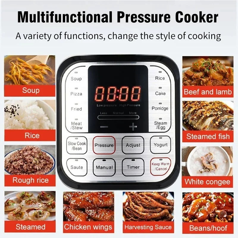 Autocuiseur électrique intelligent en acier inoxydable, 5l, multicuiseur pour cuisine, mijoteuse, cuiseur à riz, marmite à vapeur, chauffe-aliments, 220V