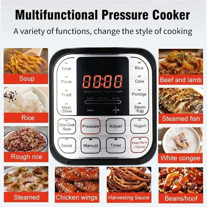 Autocuiseur électrique intelligent en acier inoxydable, 5l, multicuiseur pour cuisine, mijoteuse, cuiseur à riz, marmite à vapeur, chauffe-aliments, 220V