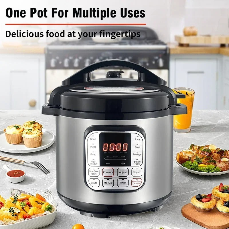 Autocuiseur électrique intelligent en acier inoxydable, 5l, multicuiseur pour cuisine, mijoteuse, cuiseur à riz, marmite à vapeur, chauffe-aliments, 220V